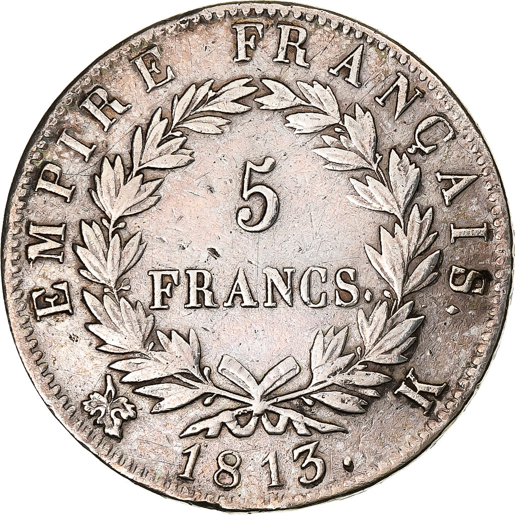 Frankreich, 5 Francs, Napoléon I, 1813, Bordeaux, Silber, SGE+, Gadoury:584
