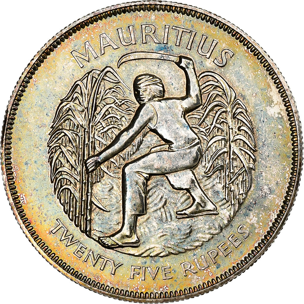 Moneta, Mauritius, 25 Rupees, 1977, SPL-, Argento, KM:43