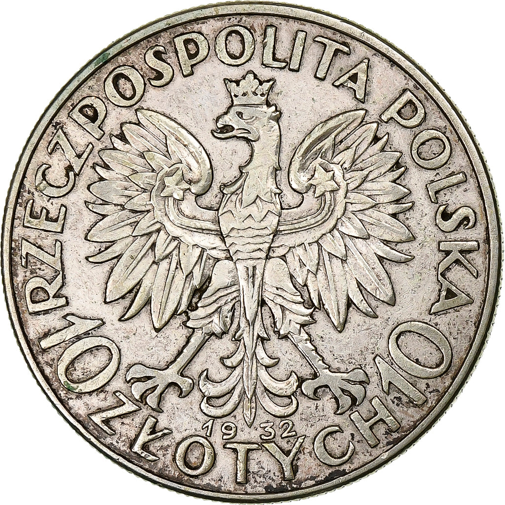Poland, 10 Zlotych, 1932, Warsaw, Silver, AU(50-53), KM:22