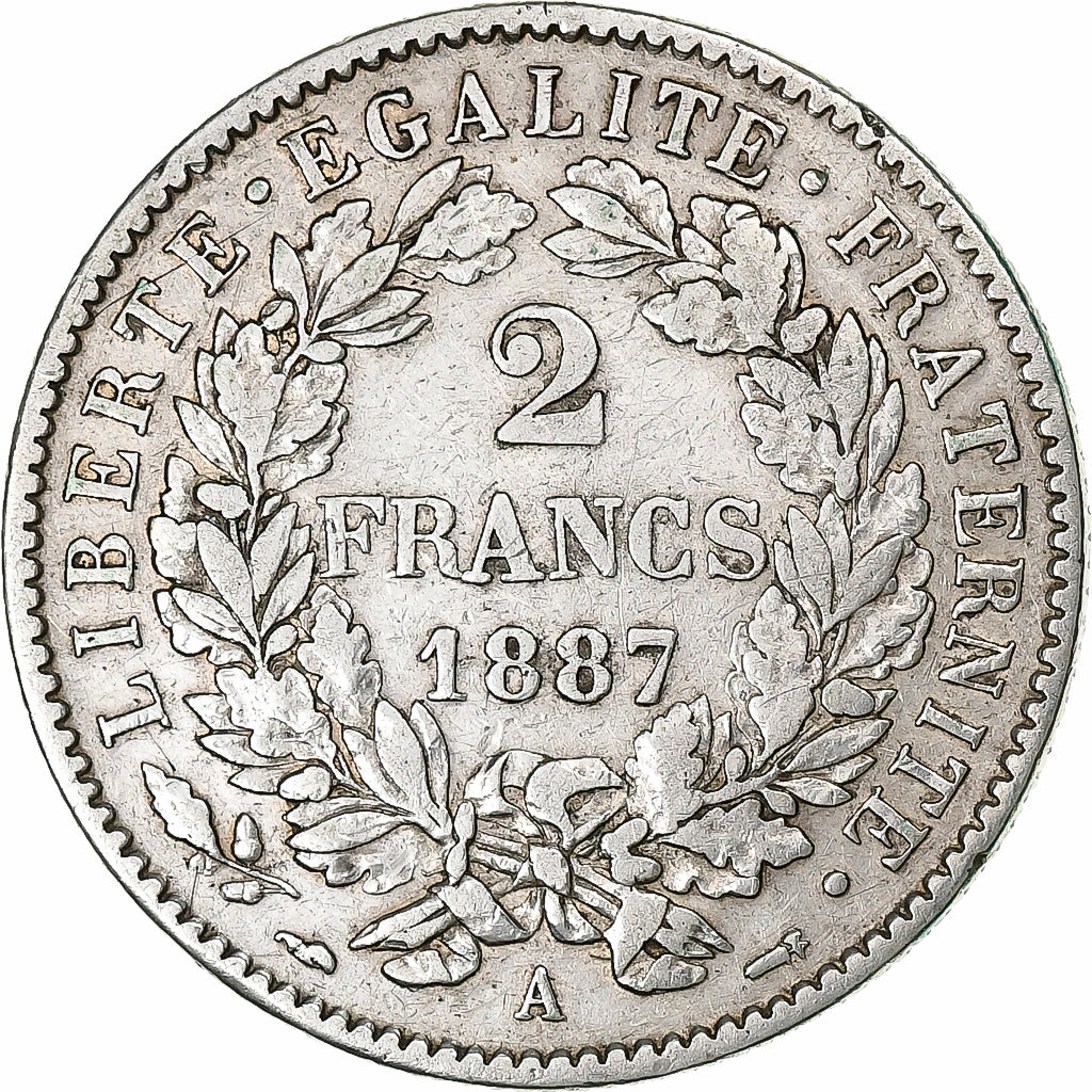 Frankreich, 2 Francs, Cérès, 1887, Paris, Silber, SS