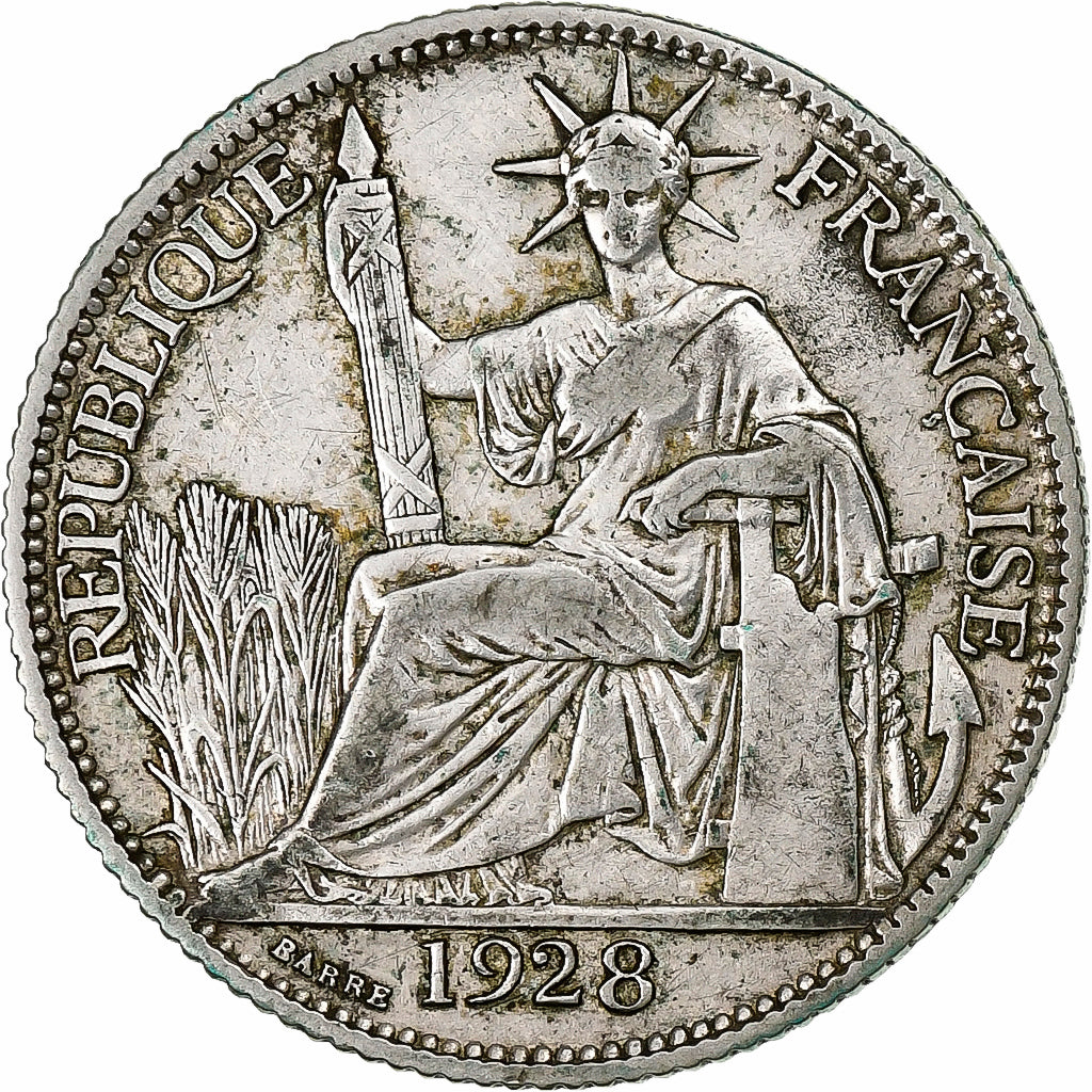 Indochiny francuskie, 20 Cents, 1928, Paris, Srebro, EF(40-45), Lecompte:228