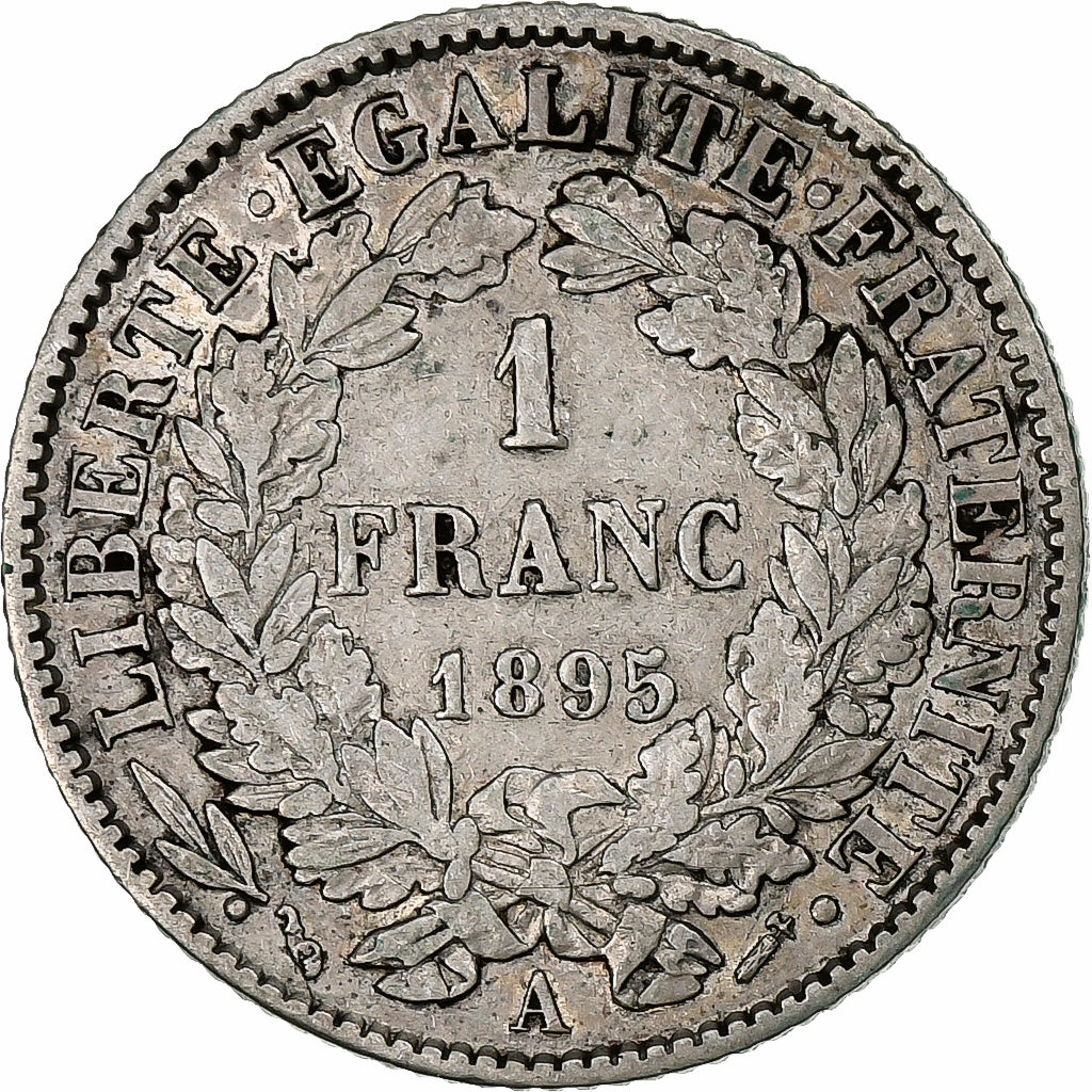 Francia, Cérès, Franc, 1895, Paris, BC+, Plata, KM:822.1, Gadoury:465a