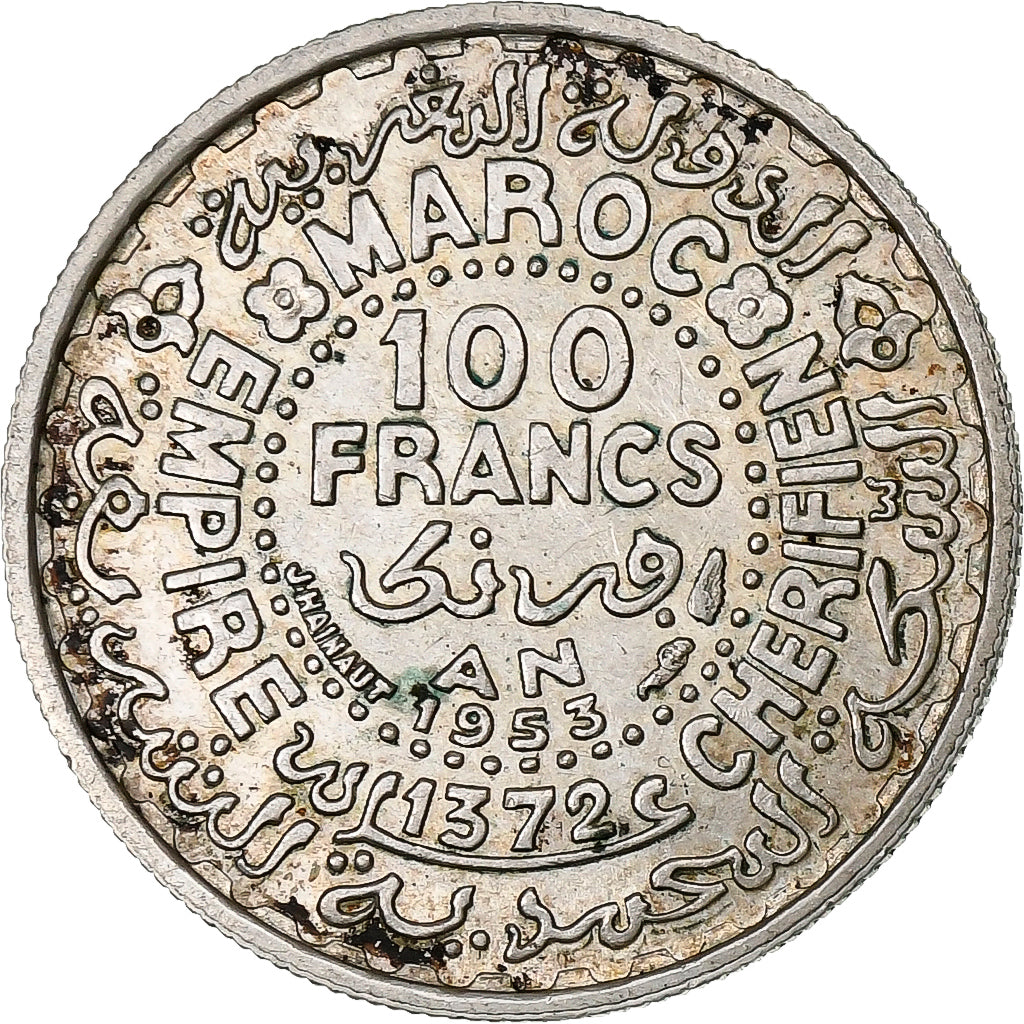 Maroc, Mohammed V, 100 Francs, 1953, Paris, Argent, SUP, KM:52
