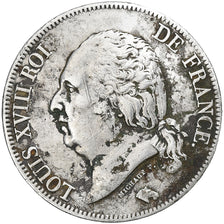 Francia, Louis XVIII, Louis XVIII, 5 Francs, 1823, Paris, MB+, Argento, KM:71...
