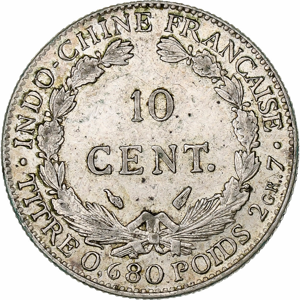FRENCH INDO-CHINA, 10 Cents, 1937, Paris, KM #16.2, AU(55-58), Silver, Lecompte.