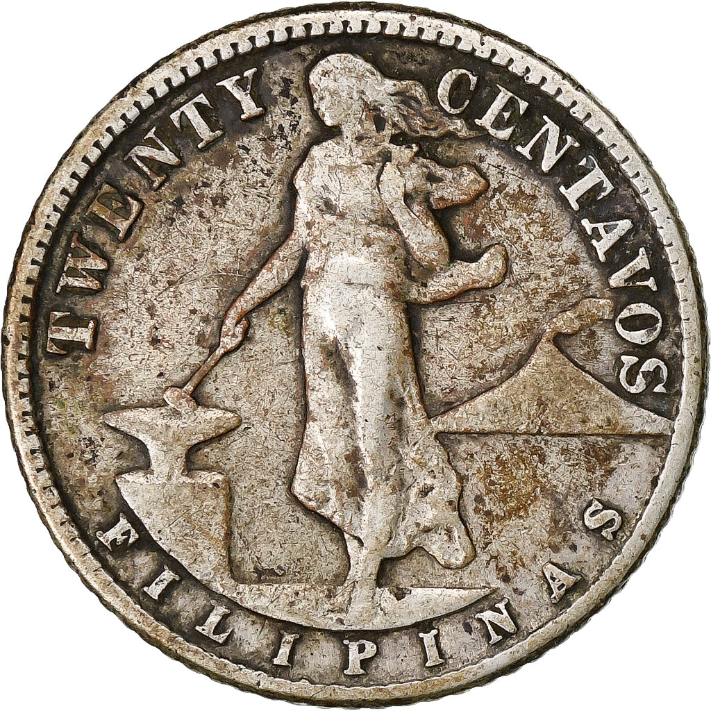 Philippinen, 20 Centavos, 1945, Denver, Silber, SS, KM:182