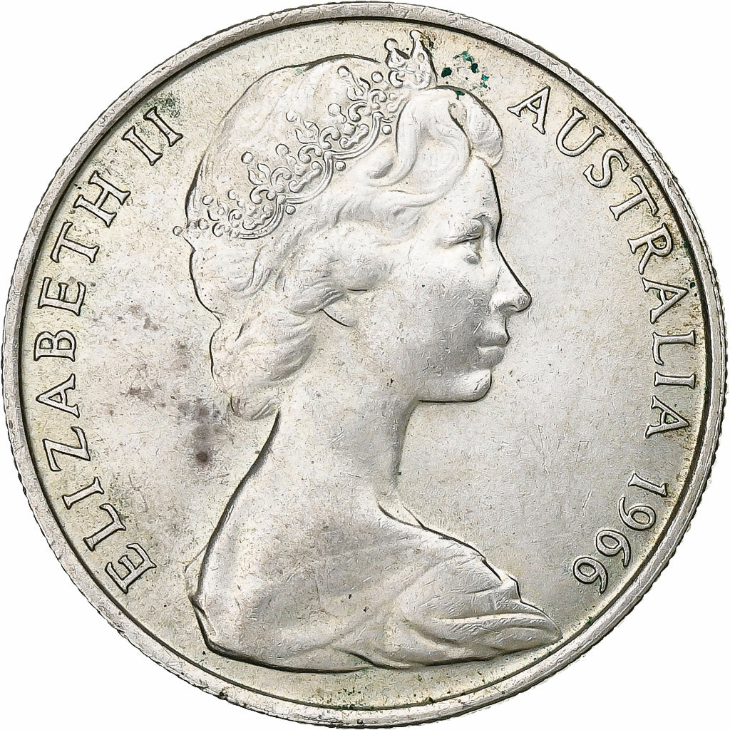 Münze, Australien, Elizabeth II, 50 Cents, 1966, VZ, Silber, KM:67