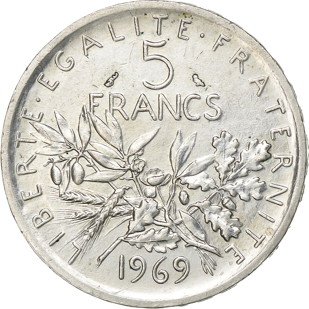France, Semeuse, 5 Francs, 1969, Paris, AU(55-58), Silver, KM:926, Gadoury:770