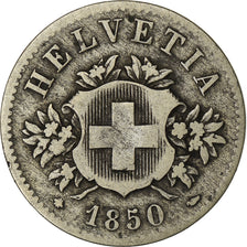 Switzerland, 20 Rappen, 1850, Strasbourg, Billon, AU(50-53), KM:7