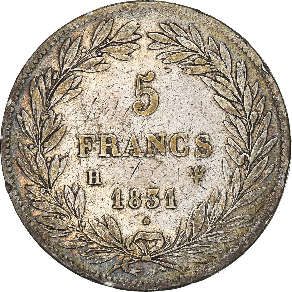 Munten, Frankrijk, Louis-Philippe, 5 Francs, 1831, La Rochelle, FR+, Zilver
