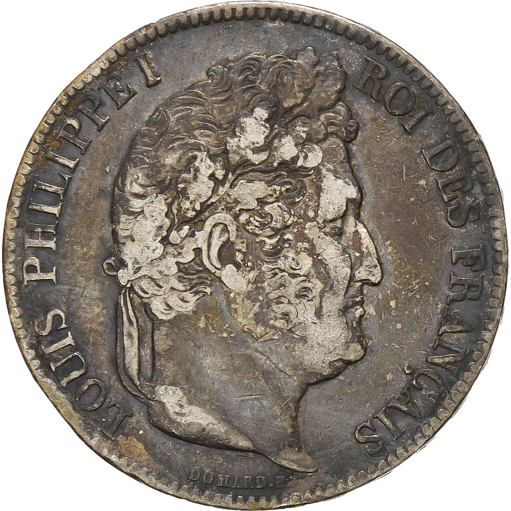 Moneda, Francia, Louis-Philippe, 5 Francs, 1836, Strasbourg, BC+, Plata