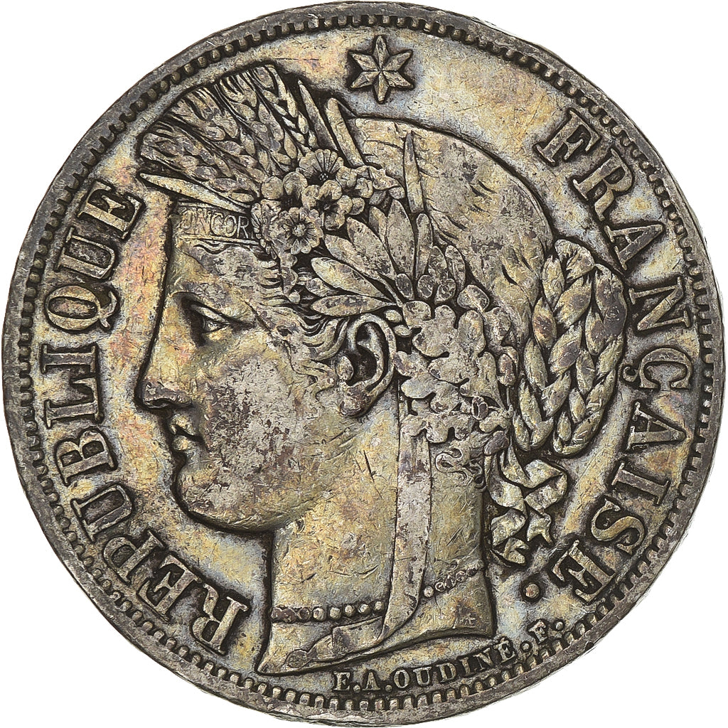 FRANCE, Cérès, 5 Francs, 1849, Paris, KM #761.1, EF(40-45), Silver, Gadoury #719