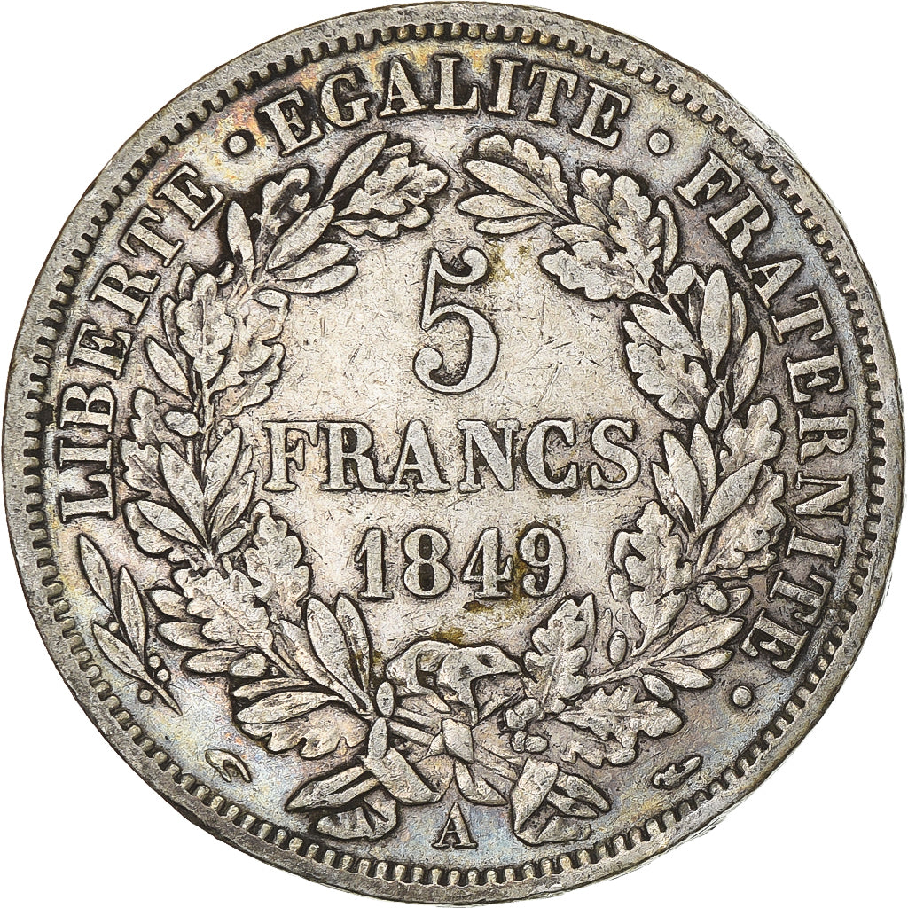 FRANCE, Cérès, 5 Francs, 1849, Paris, KM #761.1, EF(40-45), Silver, Gadoury #719