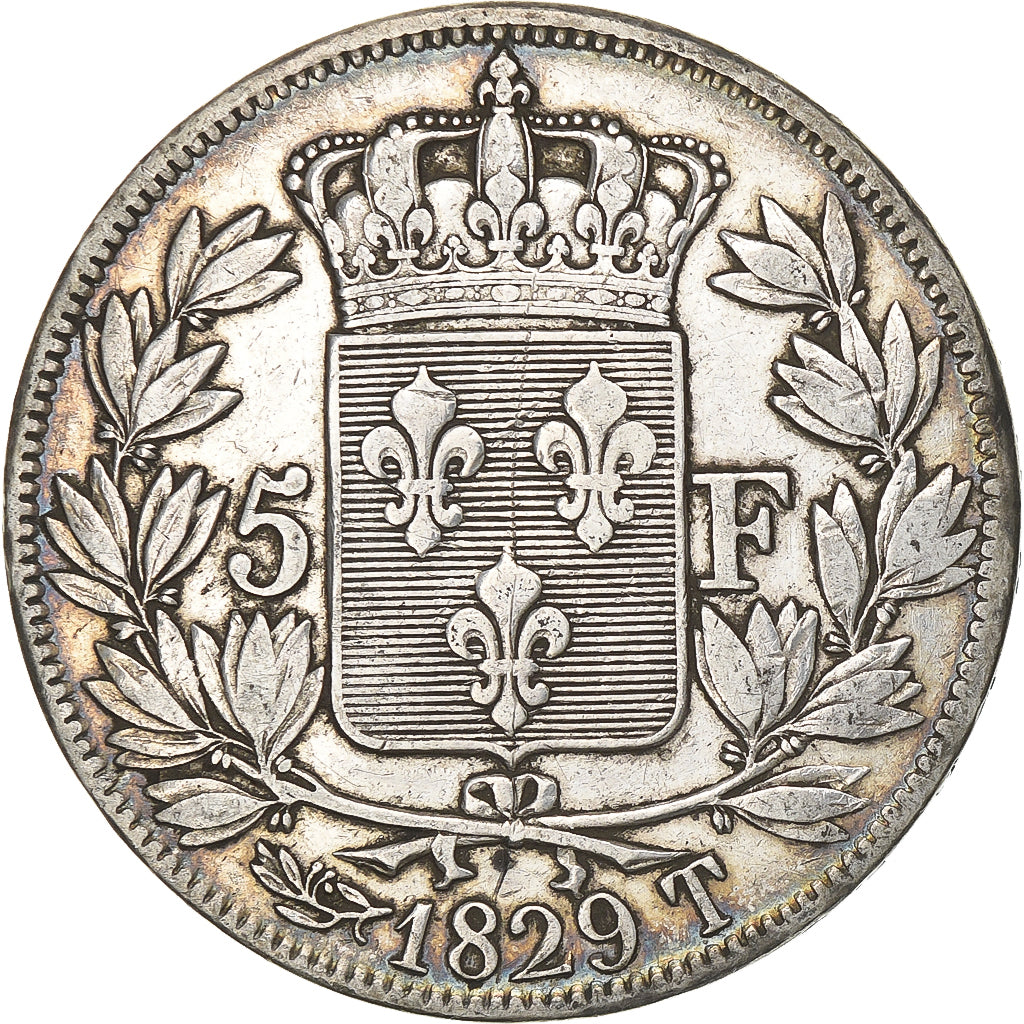 Francia, 5 Francs, Charles X, 1829, Nantes, Plata, MBC, Gadoury:644