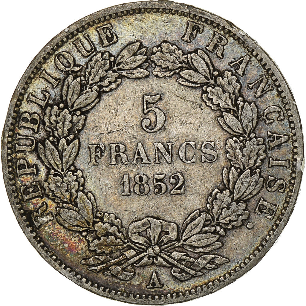 FRANCE, Napoléon III, 5 Francs, 1852, Paris, KM #773.1, VF(30-35), Silver, G...