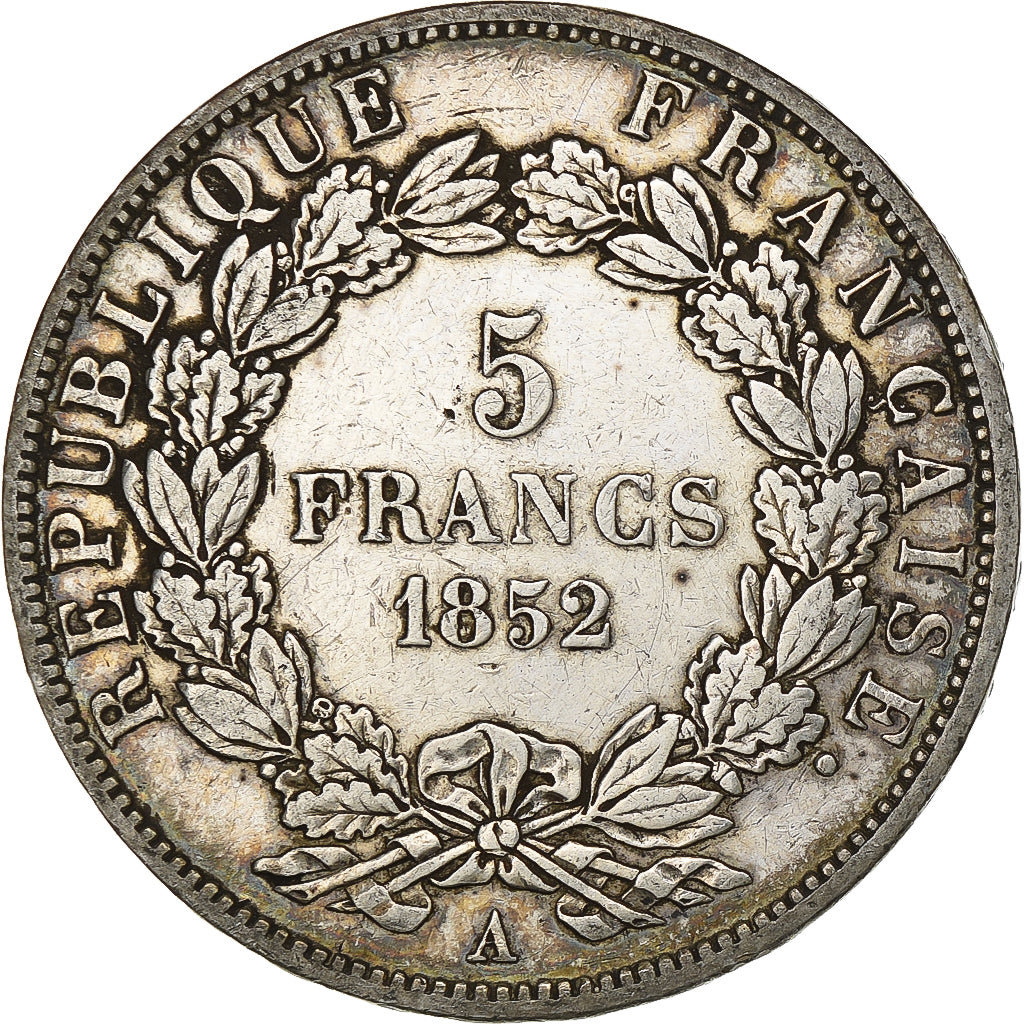 FRANCE, Napoléon III, 5 Francs, 1852, Paris, KM #773.1, VF(30-35), Silver, G...
