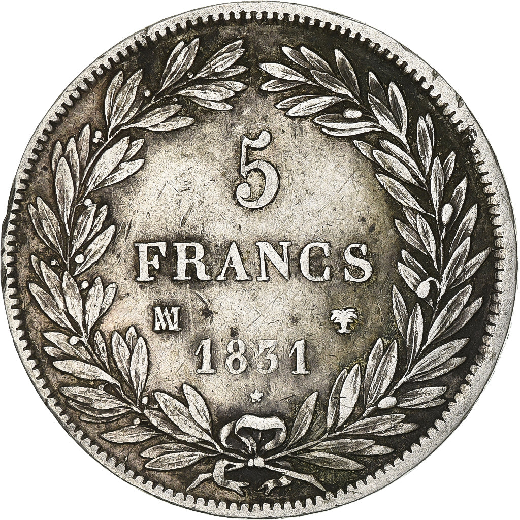 Francia, 5 Francs, Louis-Philippe, 1831, Marseilles, Argento, MB+, Gadoury:676