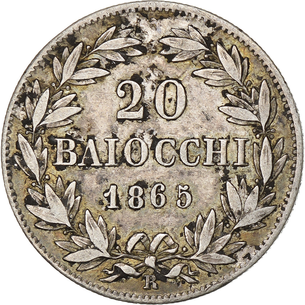 Papal States, Pius IX, 20 Baiocchi, 1865 - A. XIX, Rome, Silver