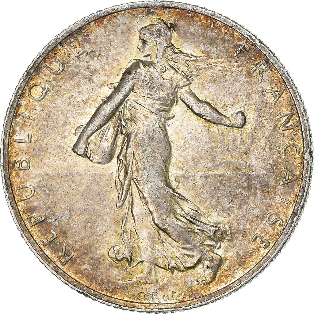 Moneda, Francia, Semeuse, 2 Francs, 1909, Paris, MBC+, Plata, KM:845.1