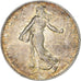 Moneda, Francia, Semeuse, 2 Francs, 1909, Paris, MBC+, Plata, KM:845.1