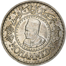 Morocco, Mohammed V, 500 Francs, 1956, Paris, Silver, AU(55-58), KM:54