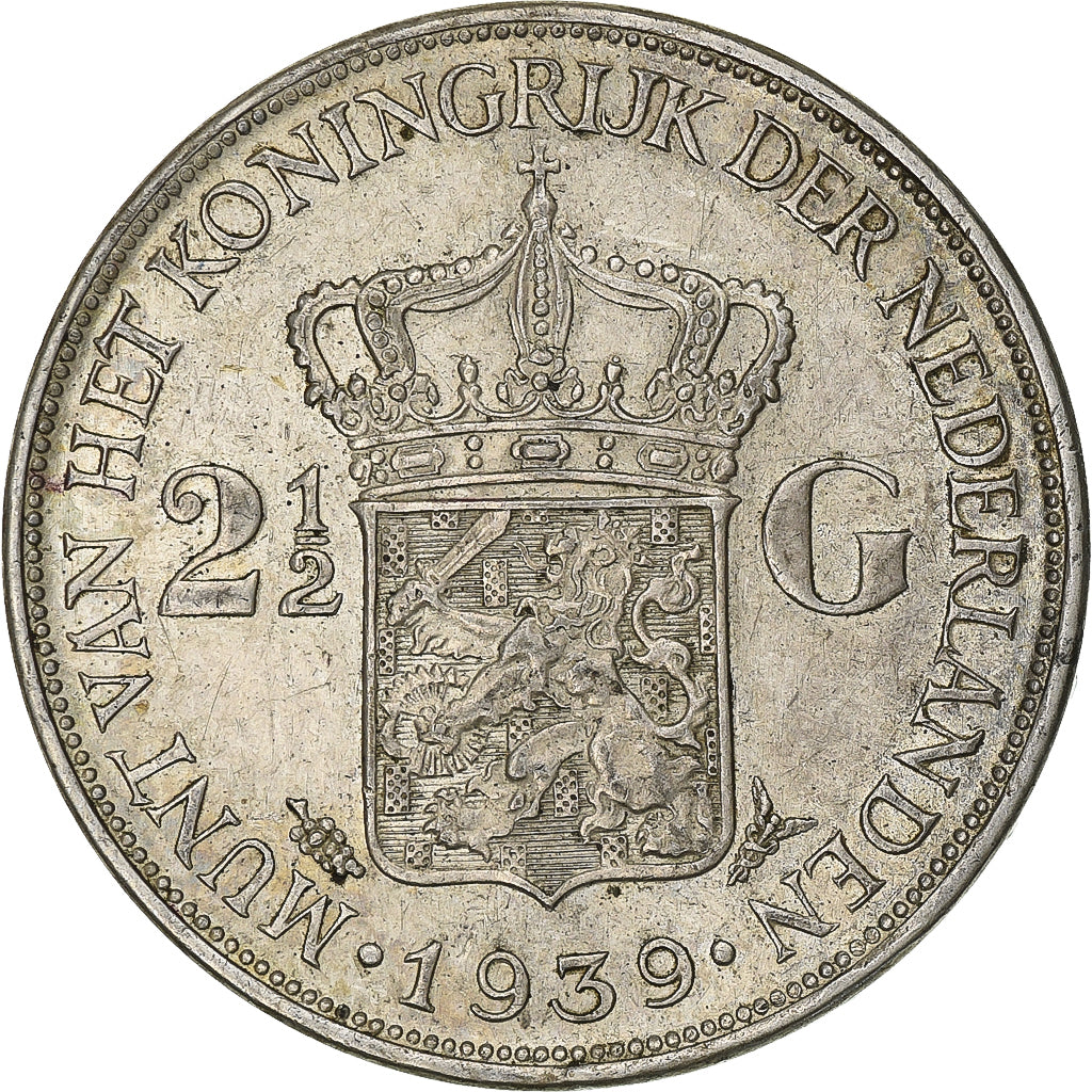 Monnaie, Pays-Bas, Wilhelmina I, 2-1/2 Gulden, 1939, TTB+, Argent, KM:165