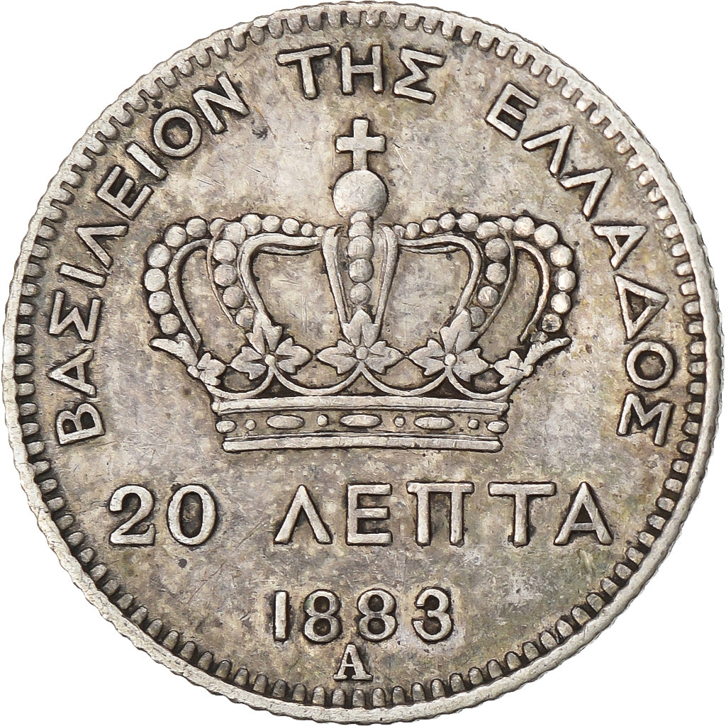 Coin, Greece, George I, 20 Lepta, 1883, Paris, EF(40-45), Silver, KM:44