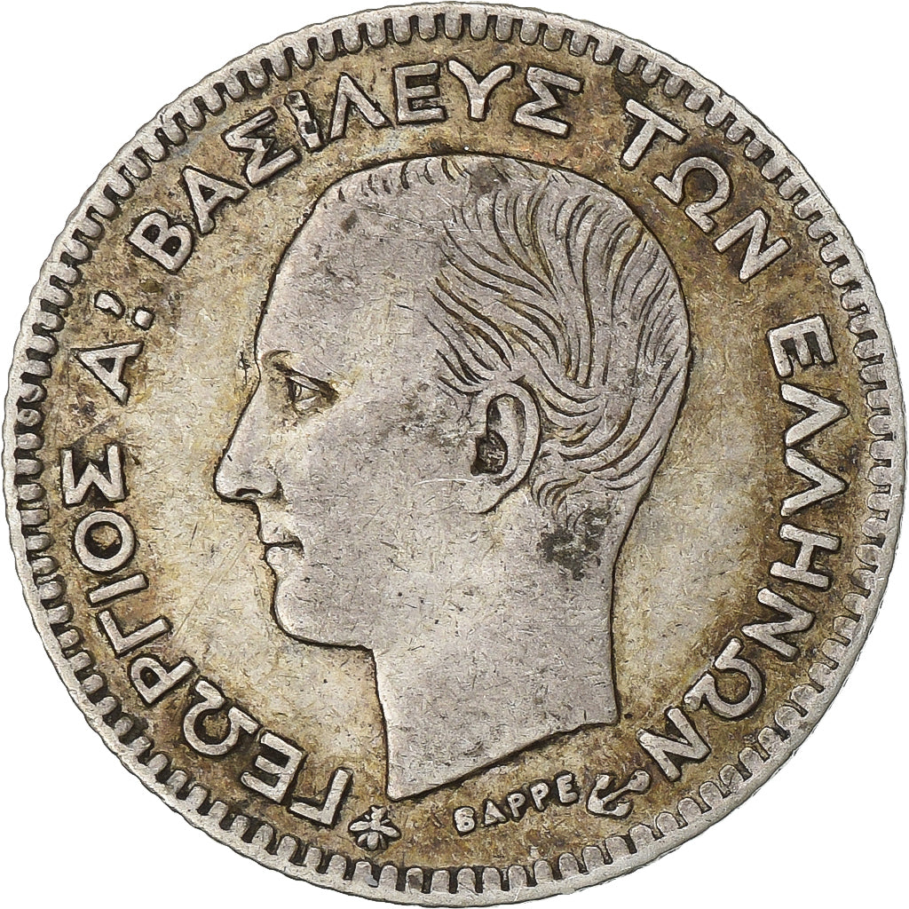 Grecia, George I, 20 Lepta, 1874, Paris, Argento, BB, KM:44