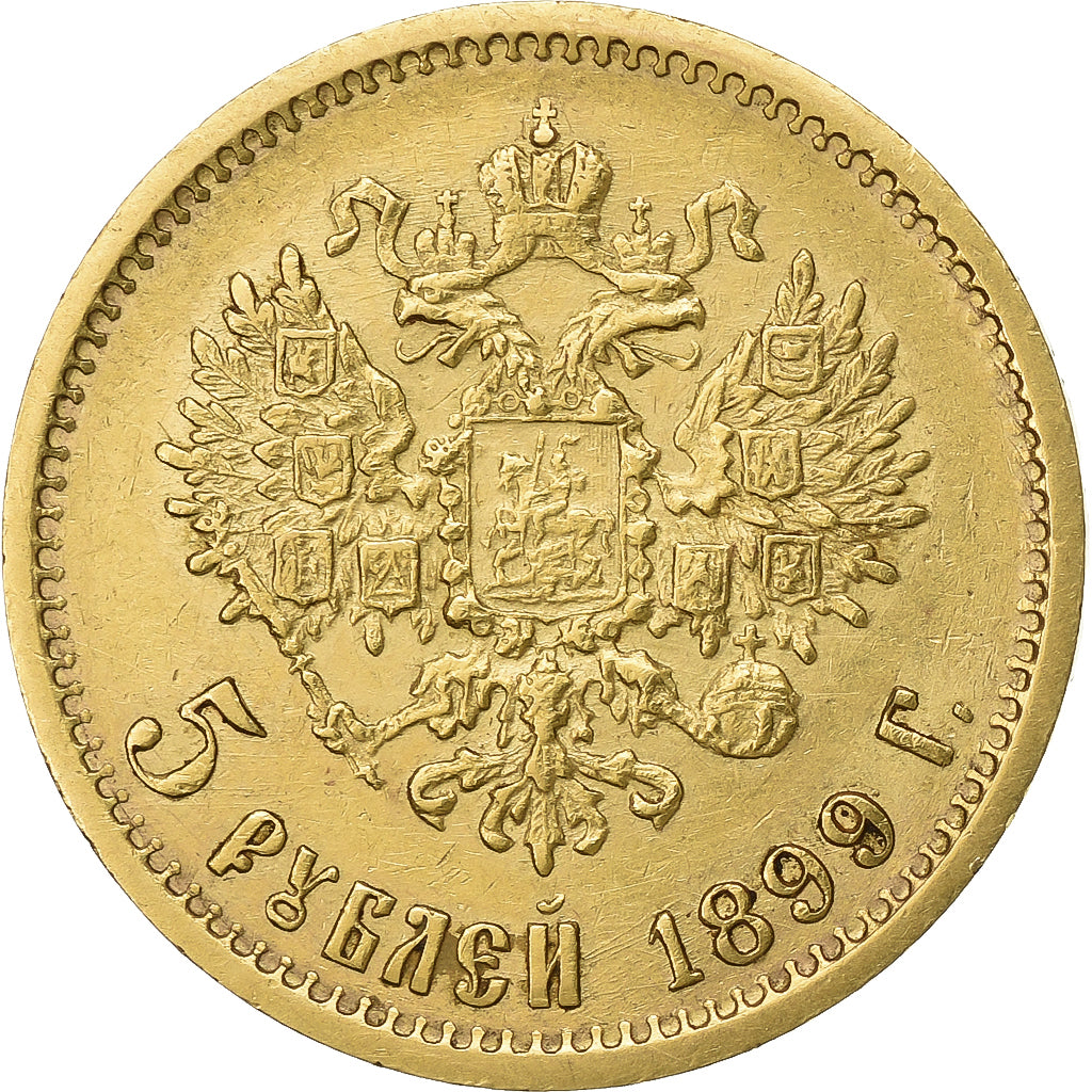 Russie, Nicolas II, 5 Roubles, 1899, St. Pétersbourg, Or, KM:62