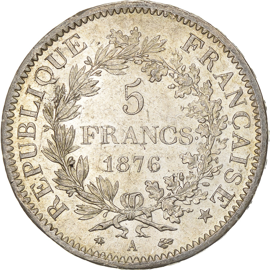 Moneta, Francia, Hercule, 5 Francs, 1876, Paris, SPL-, Argento, KM:820.1