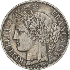 Francia, Cérès, 5 Francs, 1849, Paris, MB+, Argento, KM:761.1, Gadoury:719