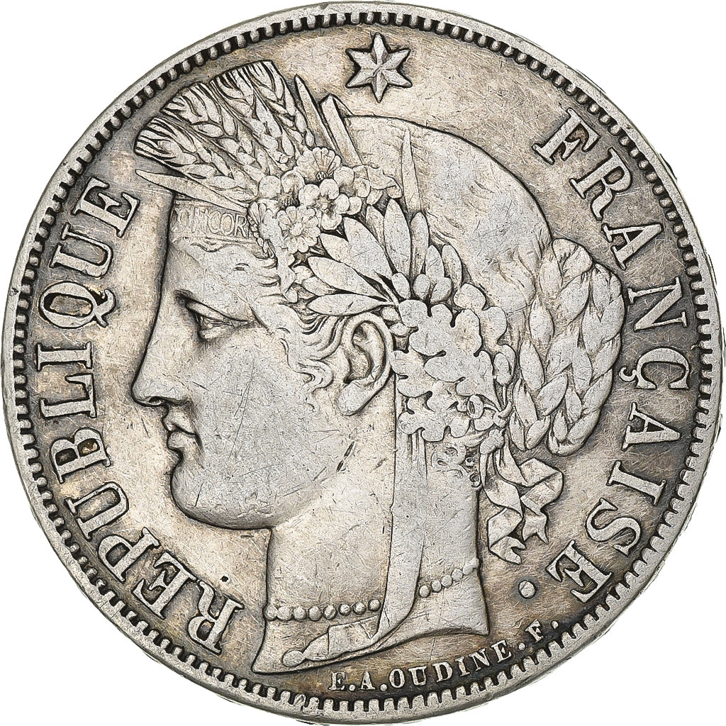 France, Cérès, 5 Francs, 1870, Paris, VF(30-35), Silver, KM:818.1, Gadoury:742