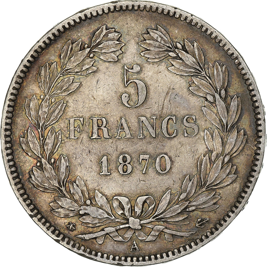 France, Cérès, 5 Francs, 1870, Paris, VF(30-35), Silver, KM:818.1, Gadoury:742