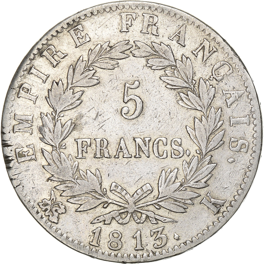 FRANCE, Napoléon I, 5 Francs, 1813, Bordeaux, KM #694.8, VF(30-35), Silver, G...