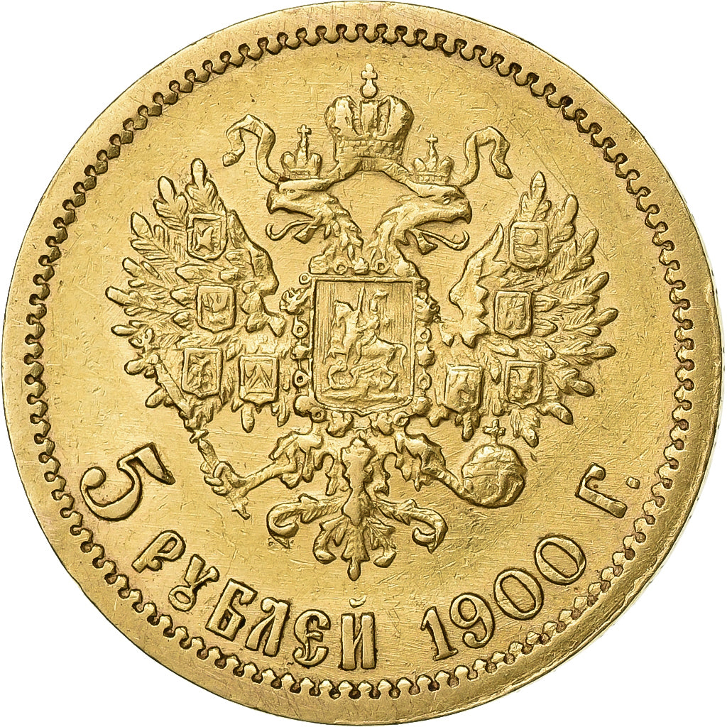Russie, Nicholas II, 5 Roubles, 1900, Saint-Pétersbourg, Or, TTB+