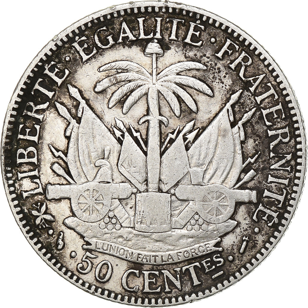 Haiti, 50 Centimes, 1887, Silver, AU(50-53), KM:47