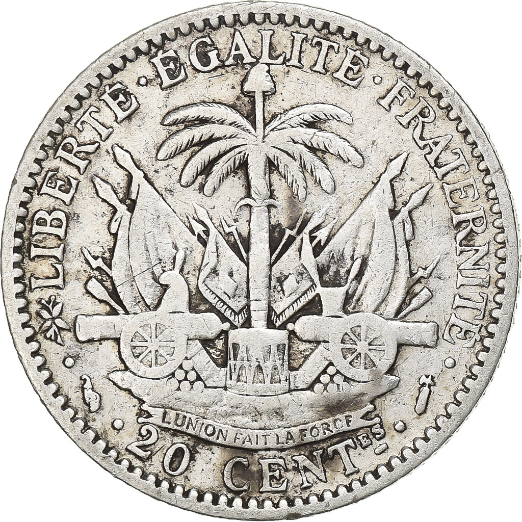 Haiti, 20 Centimes, 1881, Silver, VF(30-35), KM:44