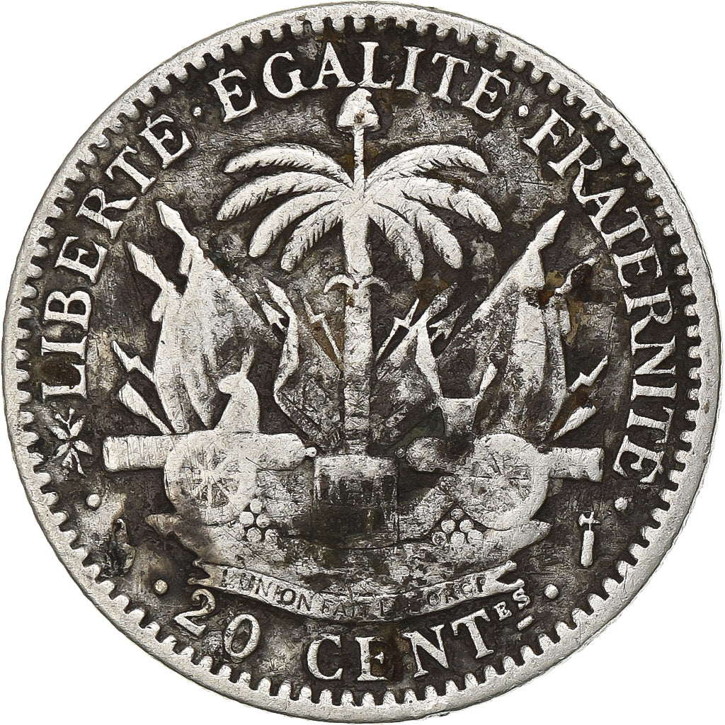 Haiti, 20 Centimes, 1882, Silver, VF(30-35), KM:44