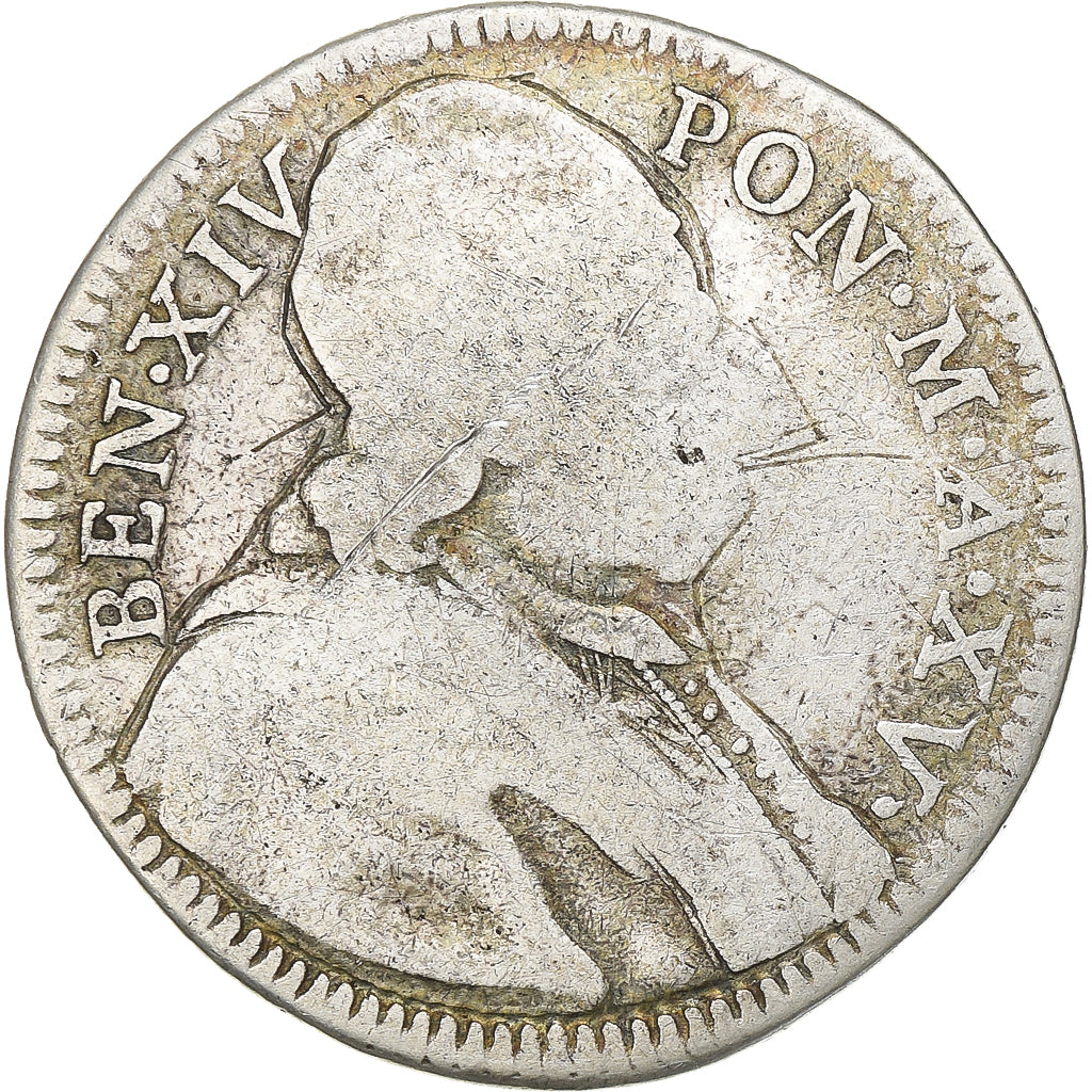 Coin, ITALIAN STATES, PAPAL STATES, Benedict XIV, Doppio (2) Giulio, 1/5 Scudo