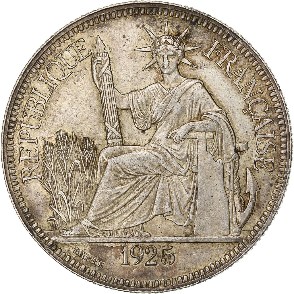 Munten, FRANS INDO-CHINA, Piastre, 1925, Paris, ZF+, Zilver, KM:5a.1