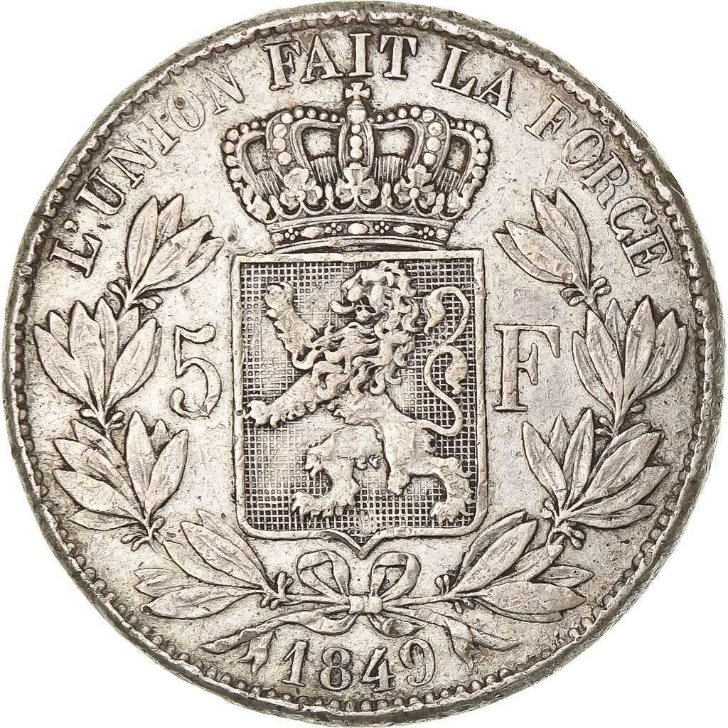 Belgium, Leopold I, 5 Francs, 5 Frank, 1849, Silver, VF(30-35), KM:17