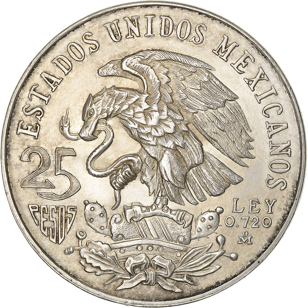 Mexico, 25 Pesos, 1968, Mexico City, AU(50-53), Silver, KM:479.1