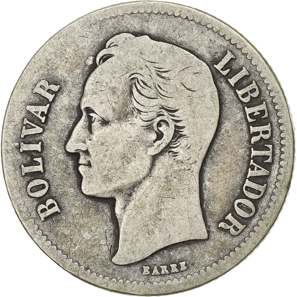 Venezuela, Gram 10, 2 Bolivares, 1929, Argento, MB+, KM:23