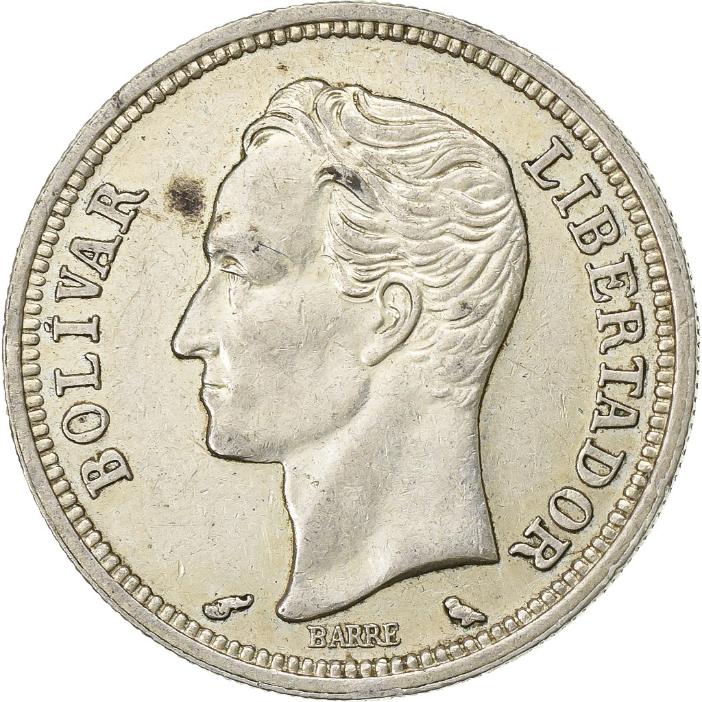Coin, Venezuela, Bolivar, 1965, AU(50-53), Silver, KM:37a