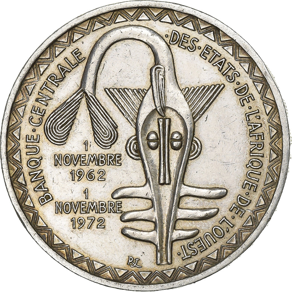 Estados da África Ocidental, 500 Francs, 1972, Prata, AU(55-58), KM:7