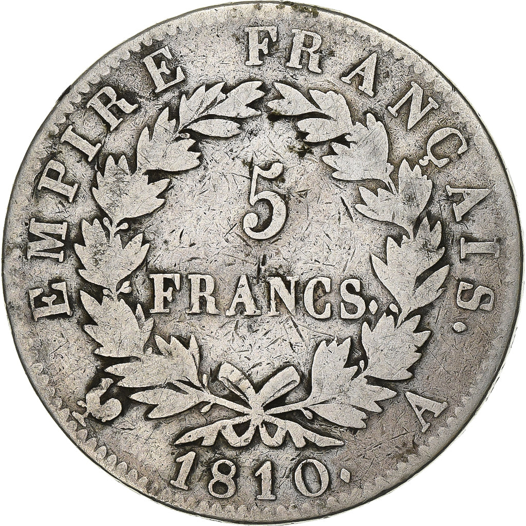 Frankrijk, 5 Francs, Napoléon I, 1810, Paris, Zilver, FR, Gadoury:584, KM:694.1