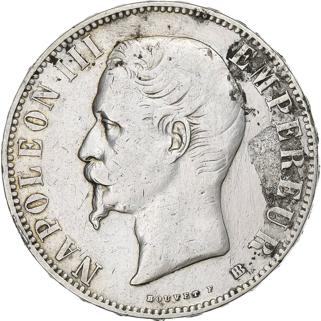 France, Napoléon III, 5 Francs, Napoléon III, 1856, Strasbourg, Argent, TB+