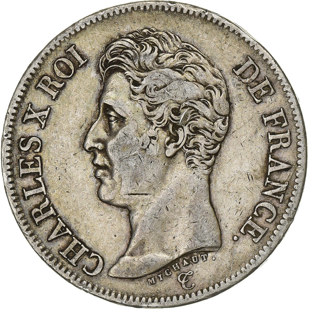 France, Charles X, 5 Francs, 1825, Paris, Silver, VF(30-35), Gadoury:643