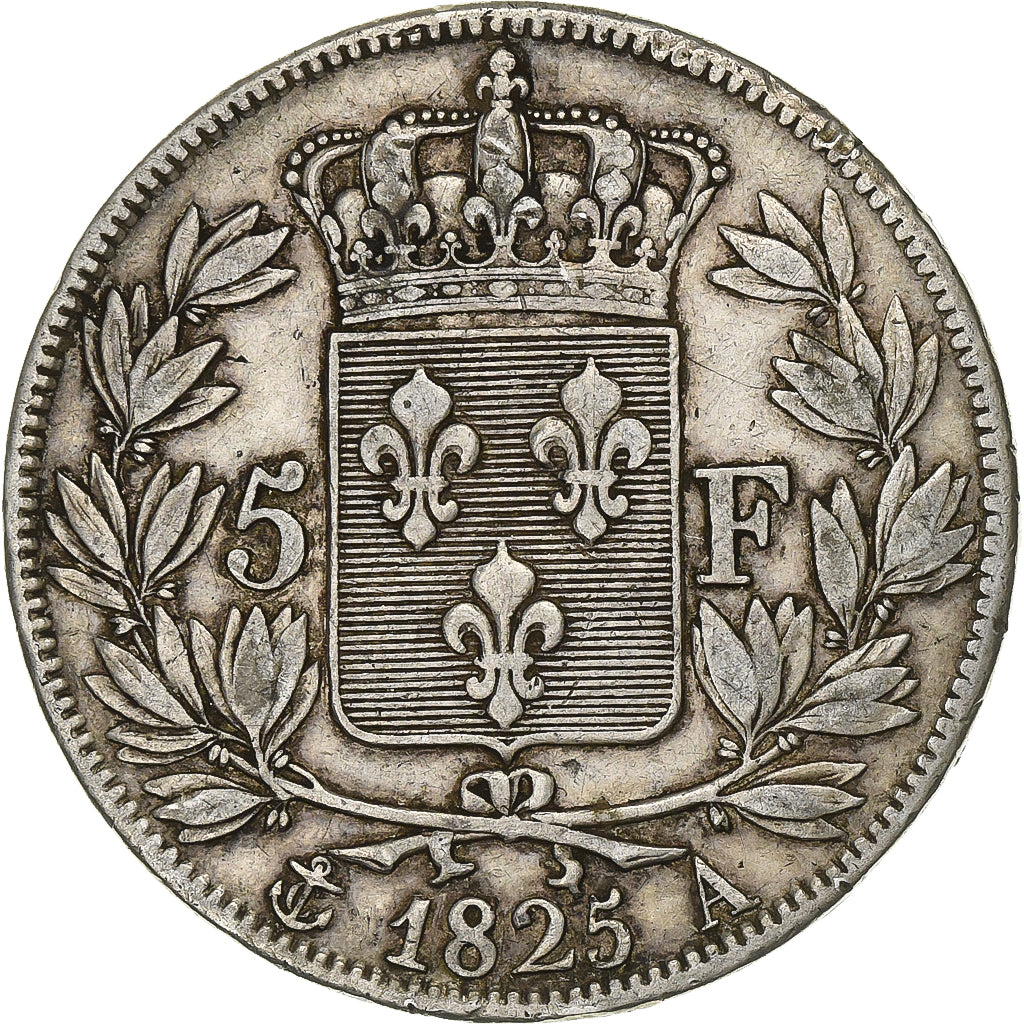 France, Charles X, 5 Francs, 1825, Paris, Silver, VF(30-35), Gadoury:643