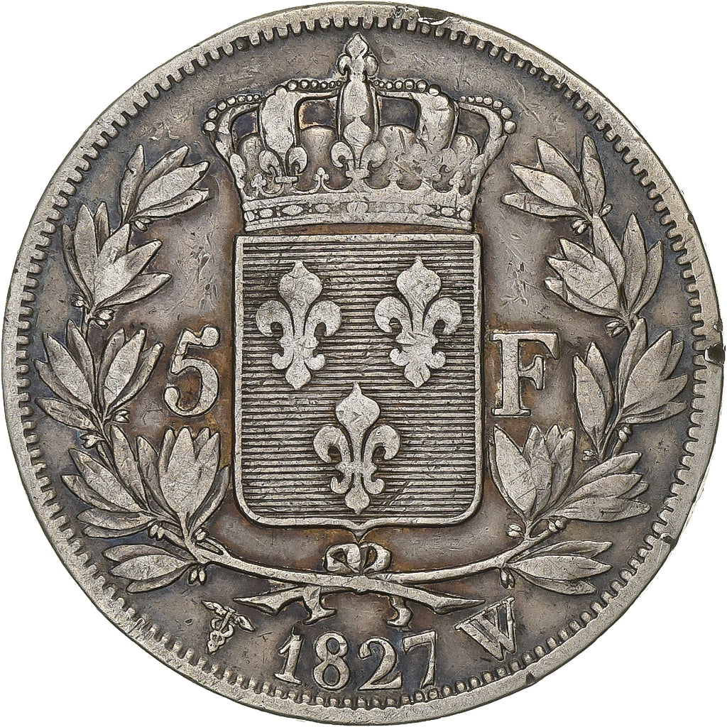 Frankreich, Charles X, 5 Francs, 1827, Lille, VF(30-35), Silver, KM:728.13